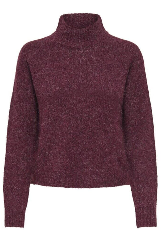 JDY - Jdyzoey Life L/S Hn Raglan Pul Knt - 4890258 Maroon Banner Melange Strikbluser 