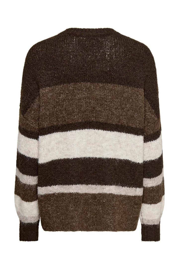 JDY - Jdyzoey Life L/S On Colorblock Pull Knt - 4989278 Chocolate Torte Shitake/ Birch Mel/ Chateau Gray