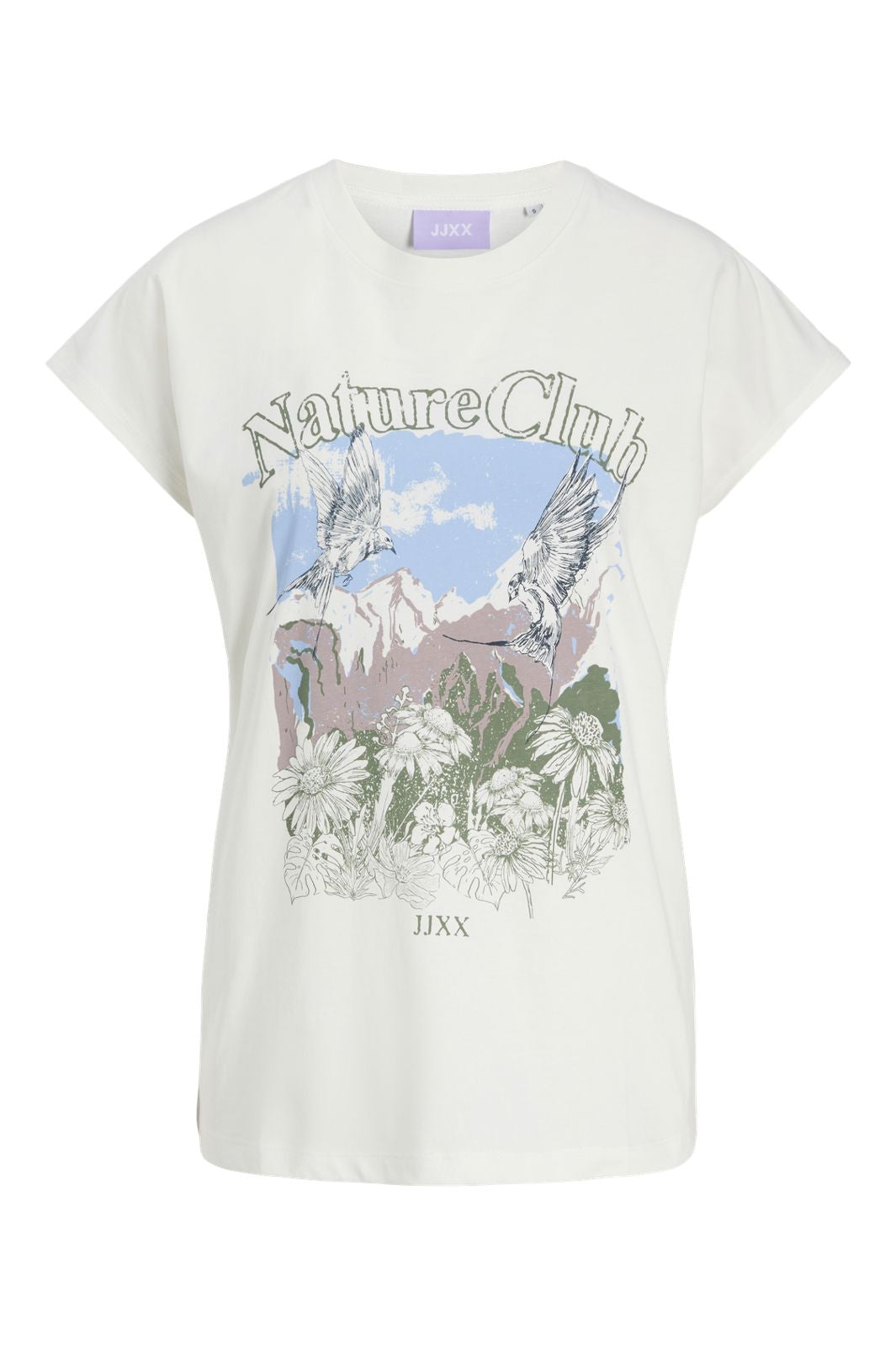 Jjxx - Jxastrid Sl Boxy Print Tee - 4885027 Blanc De Blanc Nature Club