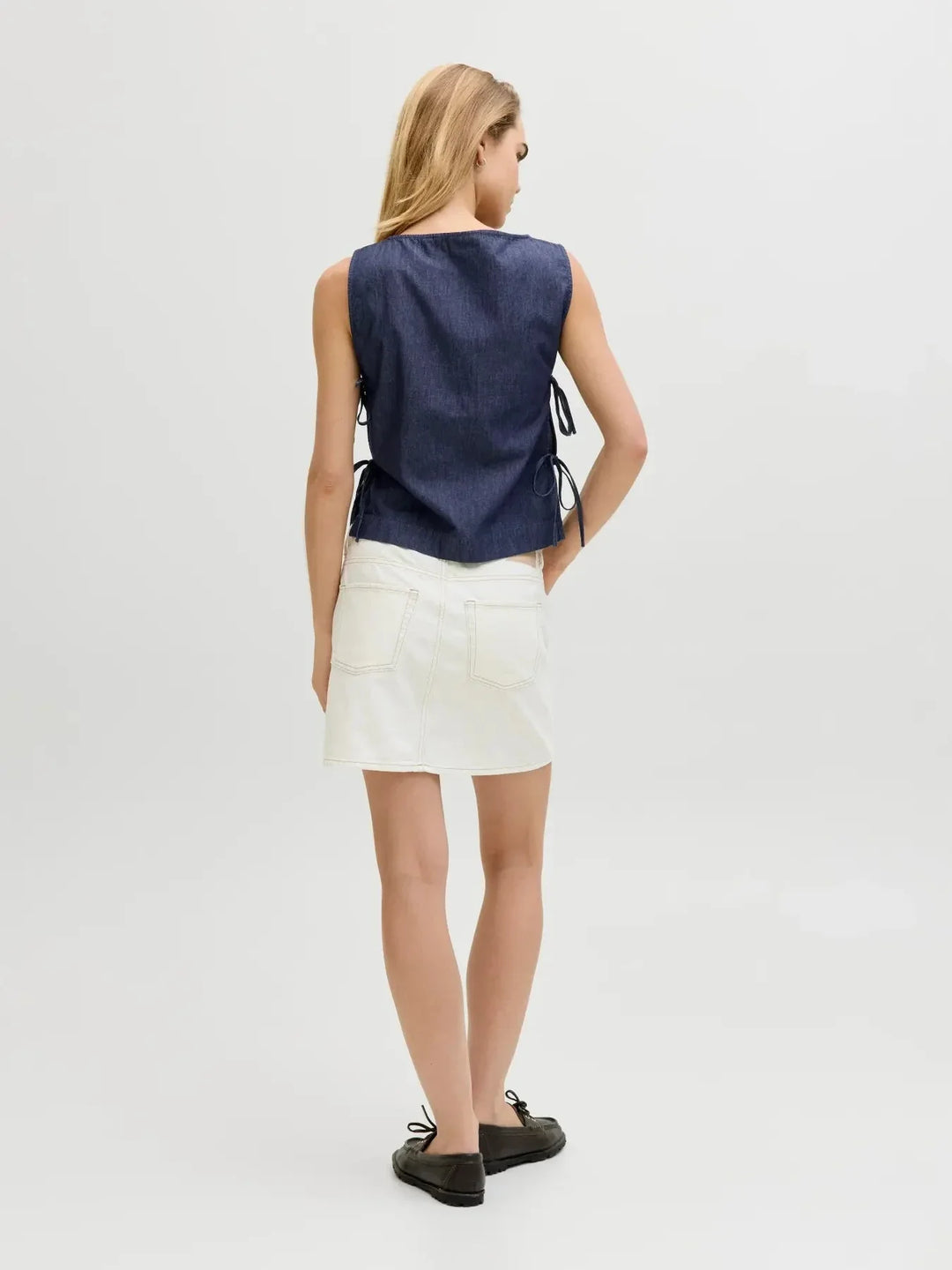 Jjxx - Jxdebby Chambrey Sl Top - 4954873 Dark Blue Denim Toppe 