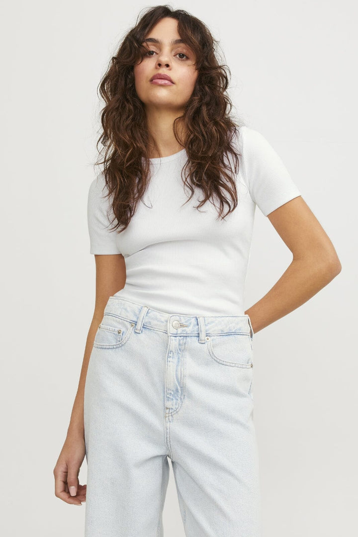 Jjxx - Jxfrankie Str Ss Rib Tee - 4244251 Bright White