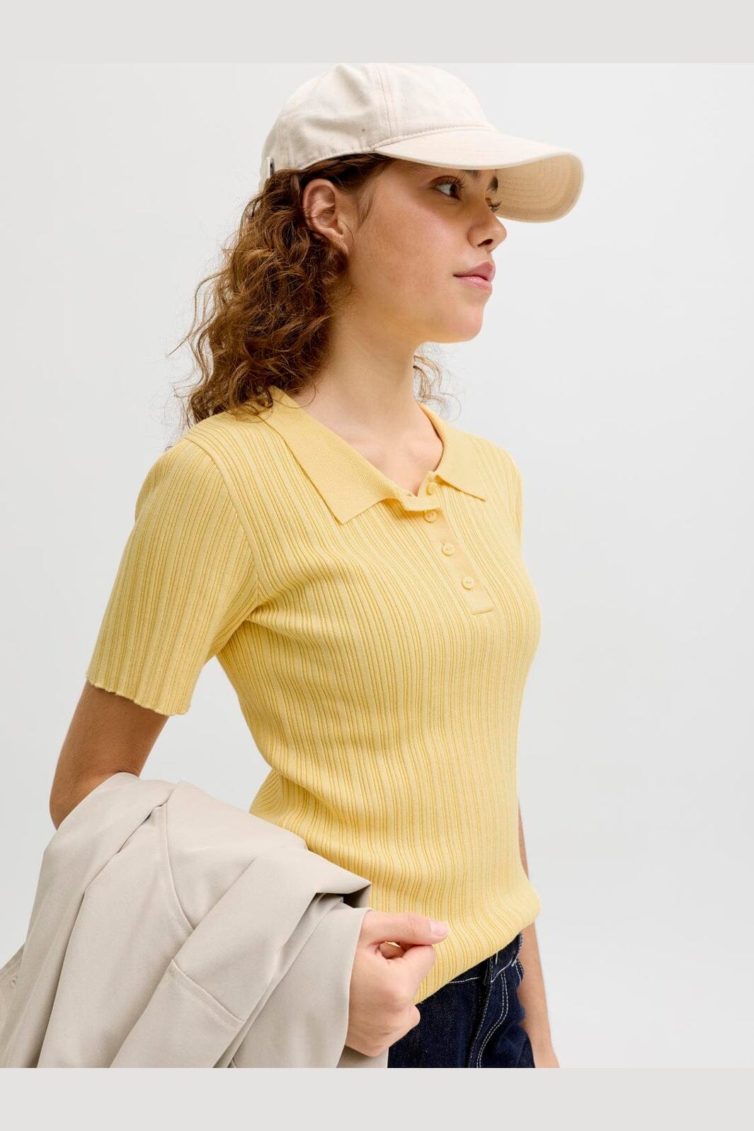 Jjxx - Jxhadley Tight Ss Polo Knit - 4916146 Sunlight