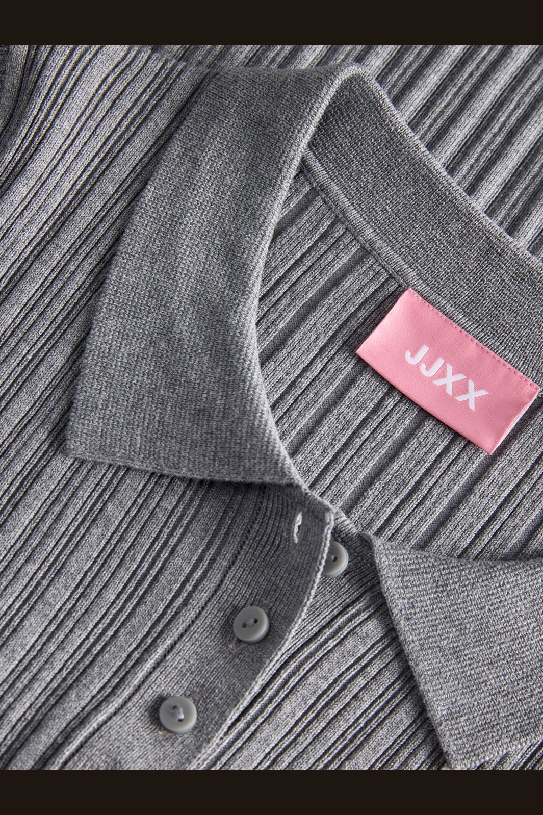 Jjxx - Jxhadley Tight Ss Polo Knit - 4916147 Medium Grey Melange