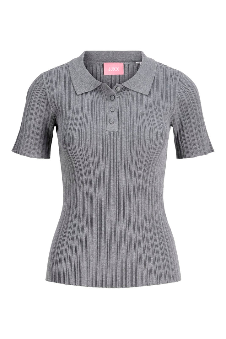 Jjxx - Jxhadley Tight Ss Polo Knit - 4916147 Medium Grey Melange