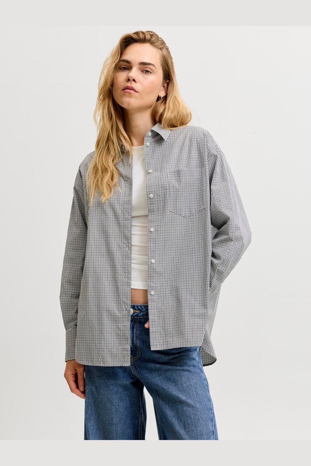 Jjxx - Jxjamie Ls Relaxed Poplin Shirt - 5040518 Demitasse Black/ White
