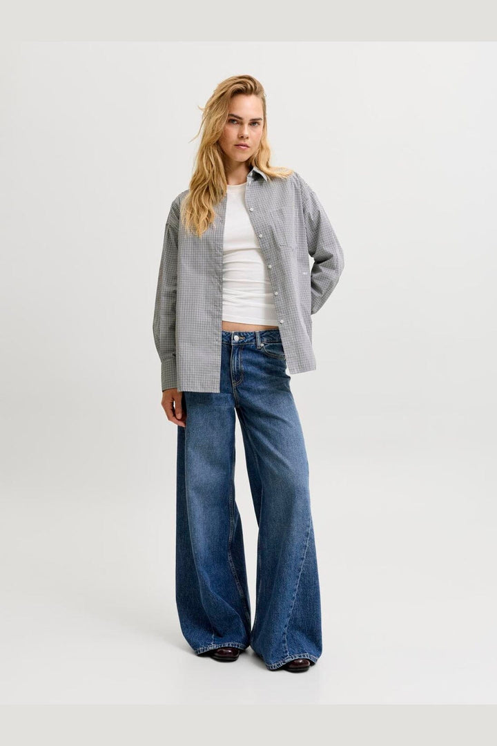 Jjxx - Jxjamie Ls Relaxed Poplin Shirt - 5040518 Demitasse Black/ White