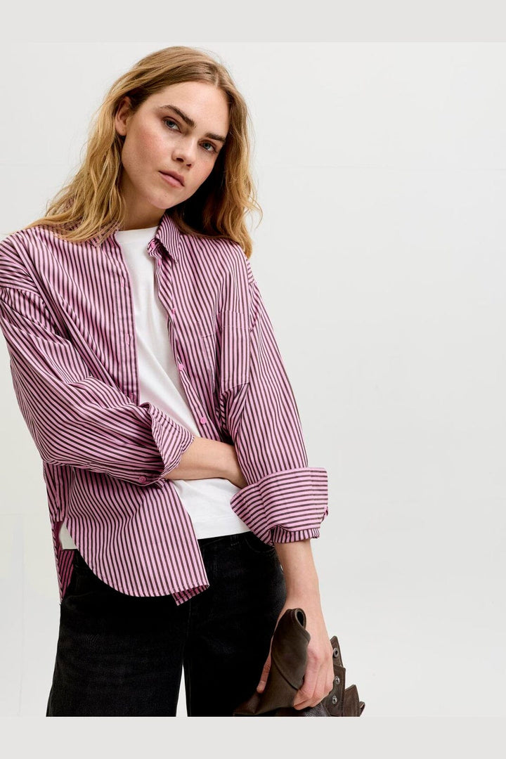 Jjxx - Jxjamie Ls Relaxed Poplin Shirt - 5040519 Orchid Smoke Demitasse