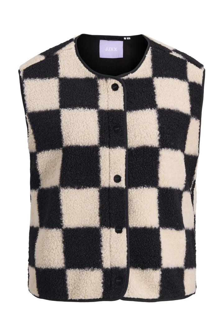 Jjxx - Jxvera Check Teddy Vest - 4896593 Bone White Checks
