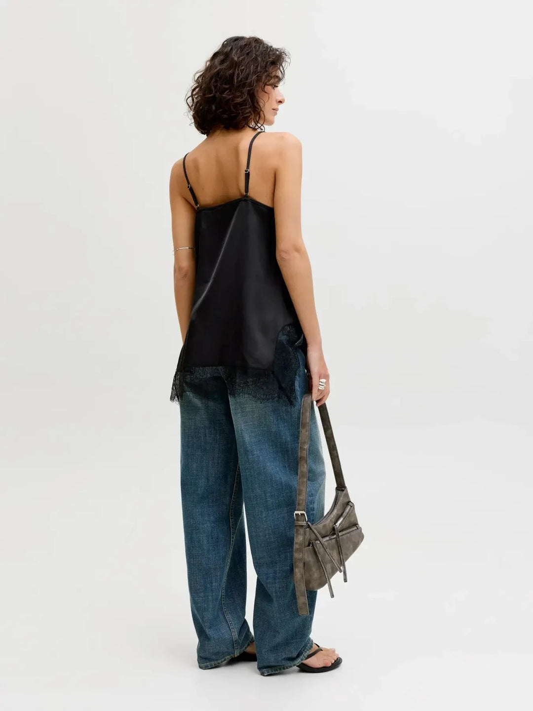 Jjxx - Jxvima Singlet Satin Lace Long Top - 5076719 Black Toppe 