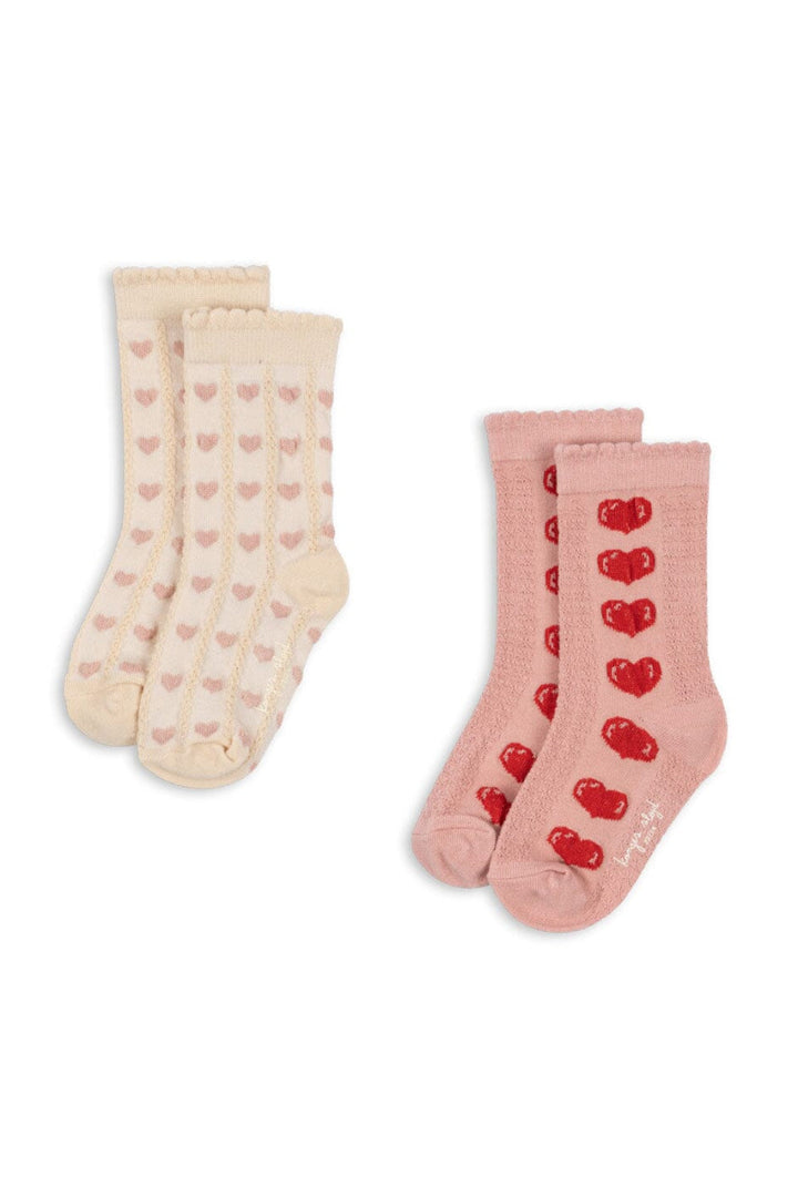 Konges Sløjd - 2 Pack Heart Jaquard Socks Ks105841 - Heart Mix