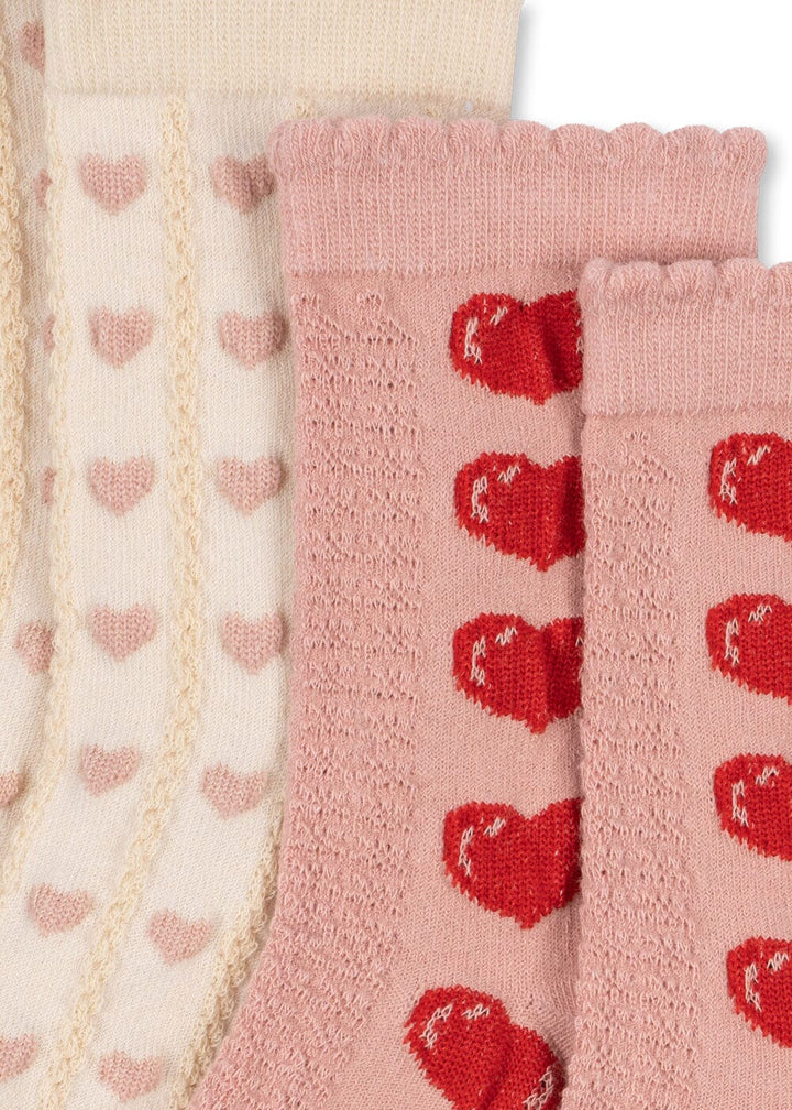 Konges Sløjd - 2 Pack Heart Jaquard Socks Ks105841 - Heart Mix