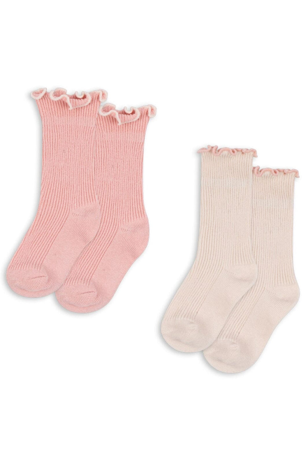 Konges Sløjd - 2 Pack Rib Frill Socks Ks103290 - Rose/off White