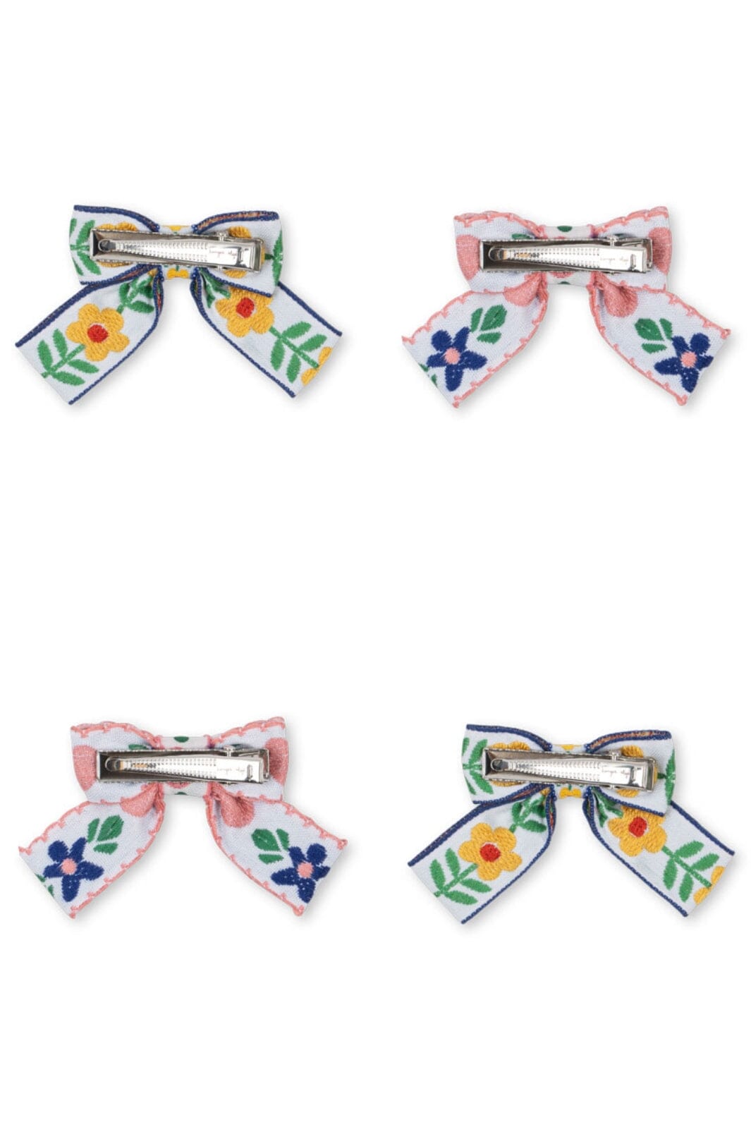Konges Sløjd - 4 Pack Bow Hair Clips Ks102747 - White/rose