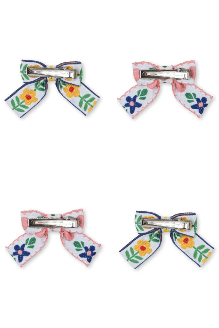 Konges Sløjd - 4 Pack Bow Hair Clips Ks102747 - White/rose