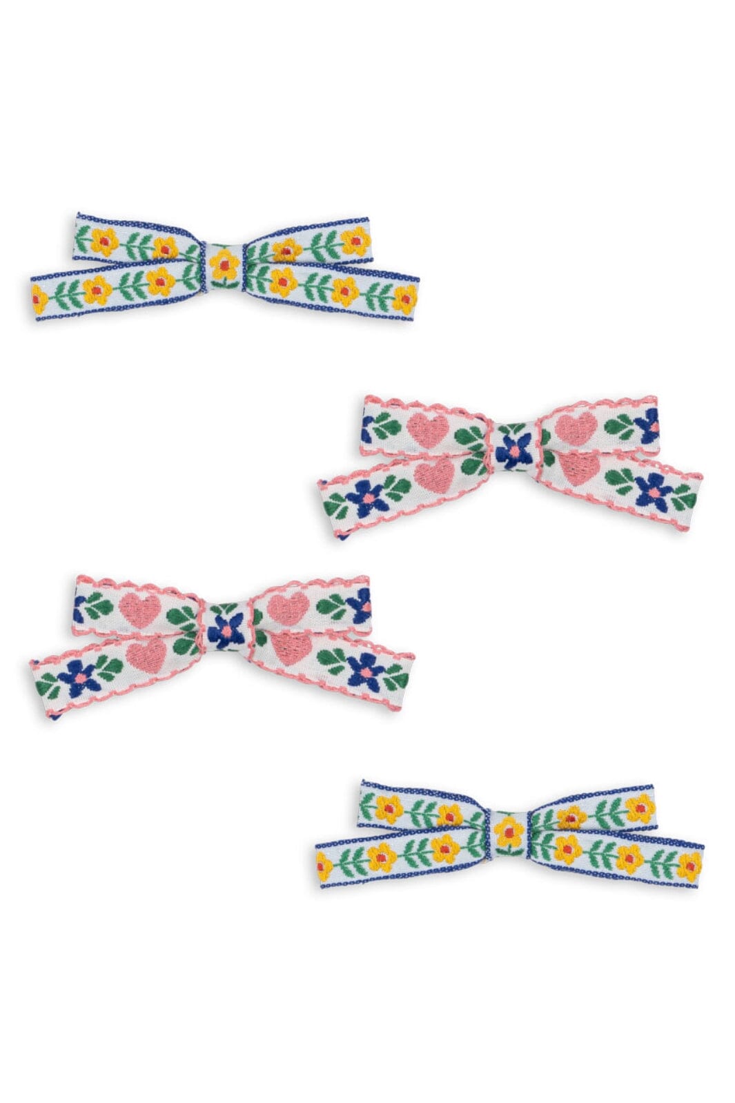 Konges Sløjd - 4 Pack Mini Bow Hair Clips Ks102797 - White/rose