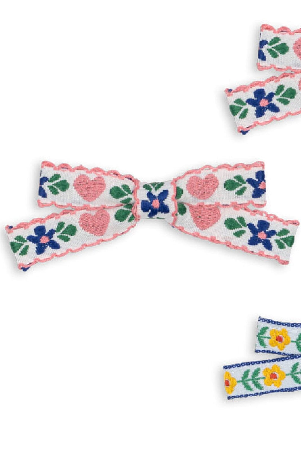 Konges Sløjd - 4 Pack Mini Bow Hair Clips Ks102797 - White/rose