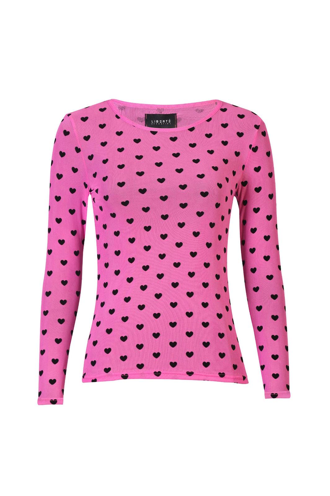 Liberte - Mesh Ls Tshirt, Flock 22081 - Dark Pink Heart