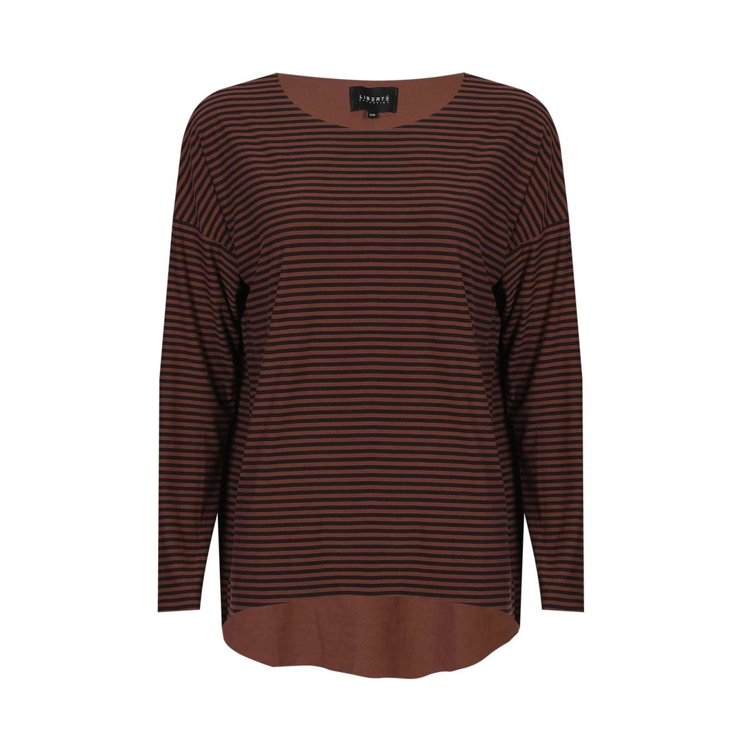 Liberte - Alma-Ls-Top 9504 - Espresso Stripe 