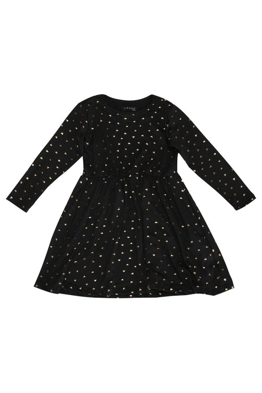 Liberte Ami - Alma-Ls-Babydoll-Dress (Kids) 9658 - Black Gold Heart Kjoler 
