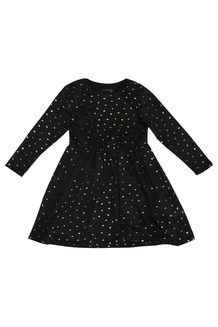 Liberte Ami - Alma-Ls-Babydoll-Dress (Kids) 9658 - Black Gold Heart Kjoler 