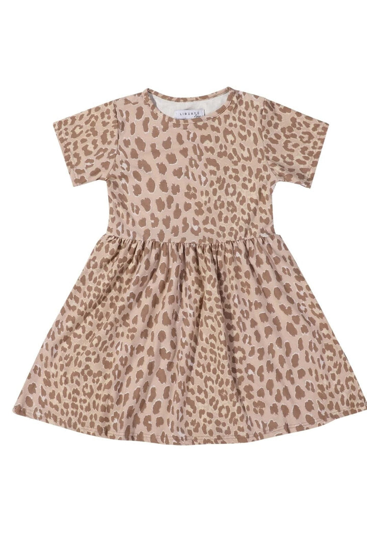 Liberte Ami - Alma-Ss-Babydoll-Dress (Kids) 9652 - Desert Lux Leo
