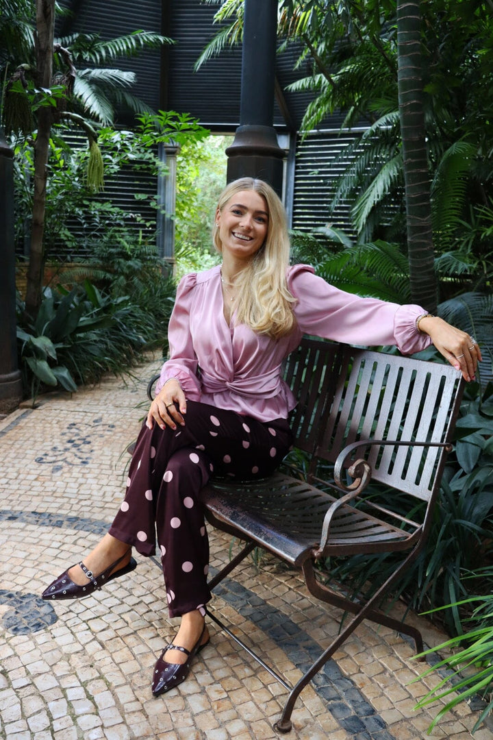 Liberte - Dotti Pants 22350 - Plum Rose Big Dot