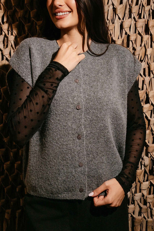 Liberte - Frida Oneck Vest 22474 - Dark Grey Veste 