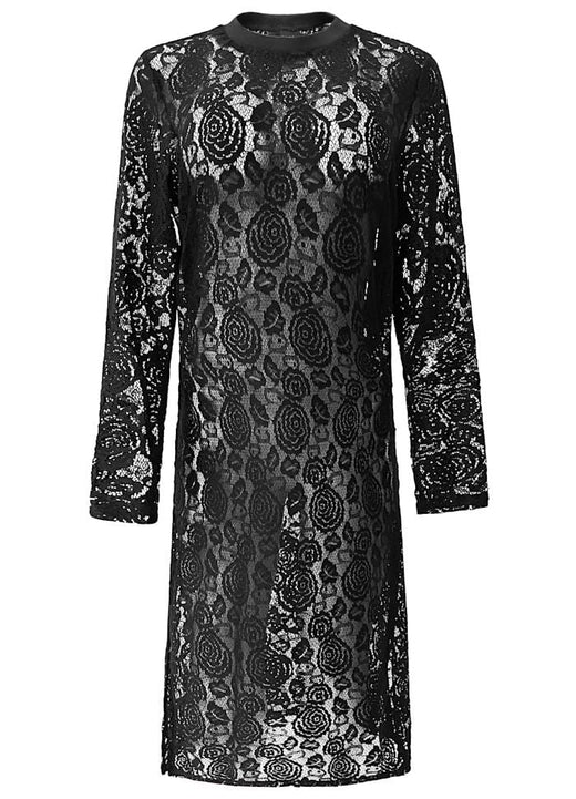 Liberte - Lacy Ls Long Dress 22272 - Black Lace Kjoler 