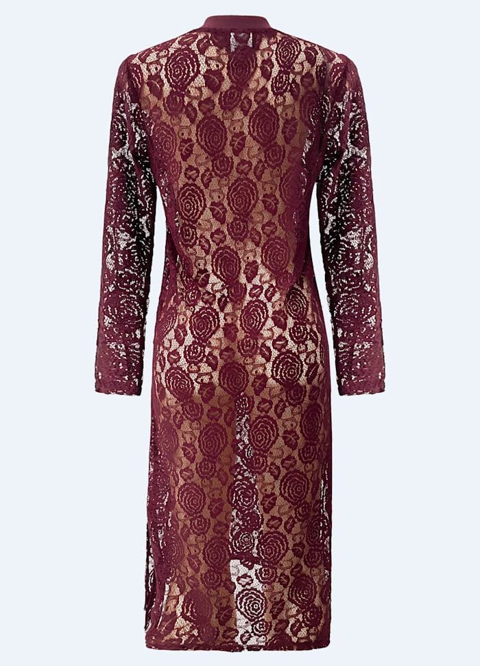 Liberte - Lacy Ls Long Dress 22272 - Bordeaux Lace Kjoler 