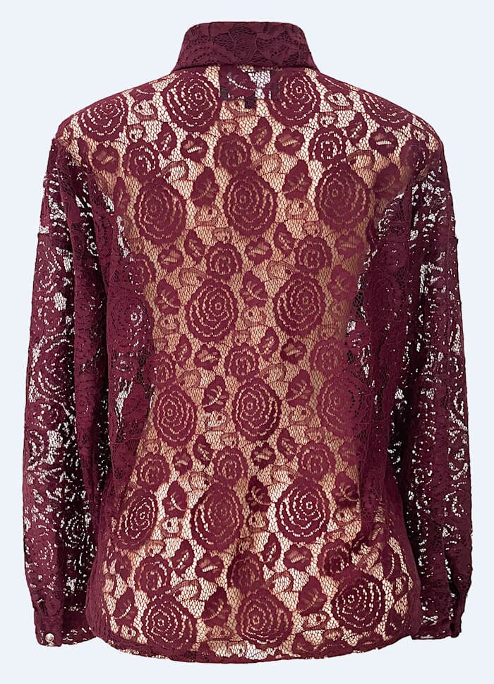 Liberte - Lacy Ls Shirt 22270 - Bordeaux Lace Skjorter 