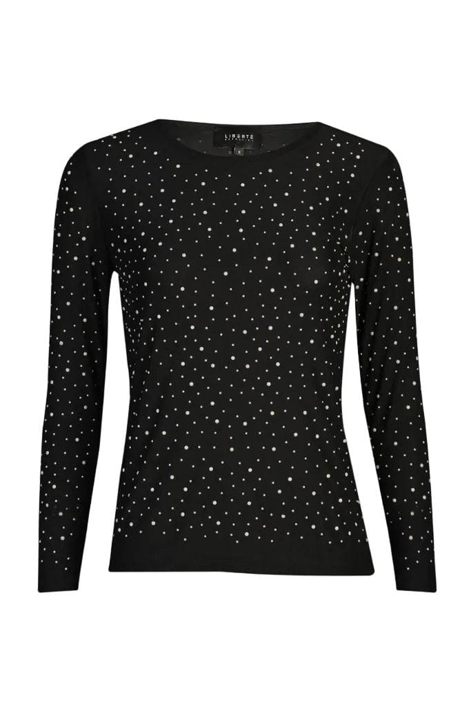 Liberte - Mesh Ls Sparkle Tshirt 22134 - Black Pearl T-shirts 
