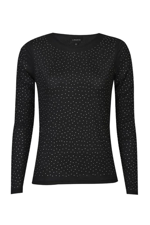 Liberte - Mesh Ls Sparkle Tshirt 22134 - Black Silver Diamond Dot T-shirts 