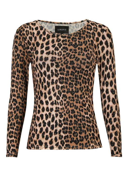 Liberte - Mesh-Ls-Sparkle-Tshirt 22134 - Lux Leo Diamond Dot T-shirts 