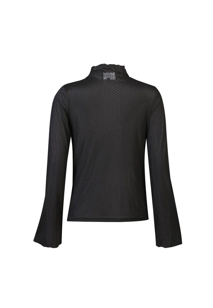Liberte - Mesh Ls Trompet Top 22486 - Black Small Dot Toppe 
