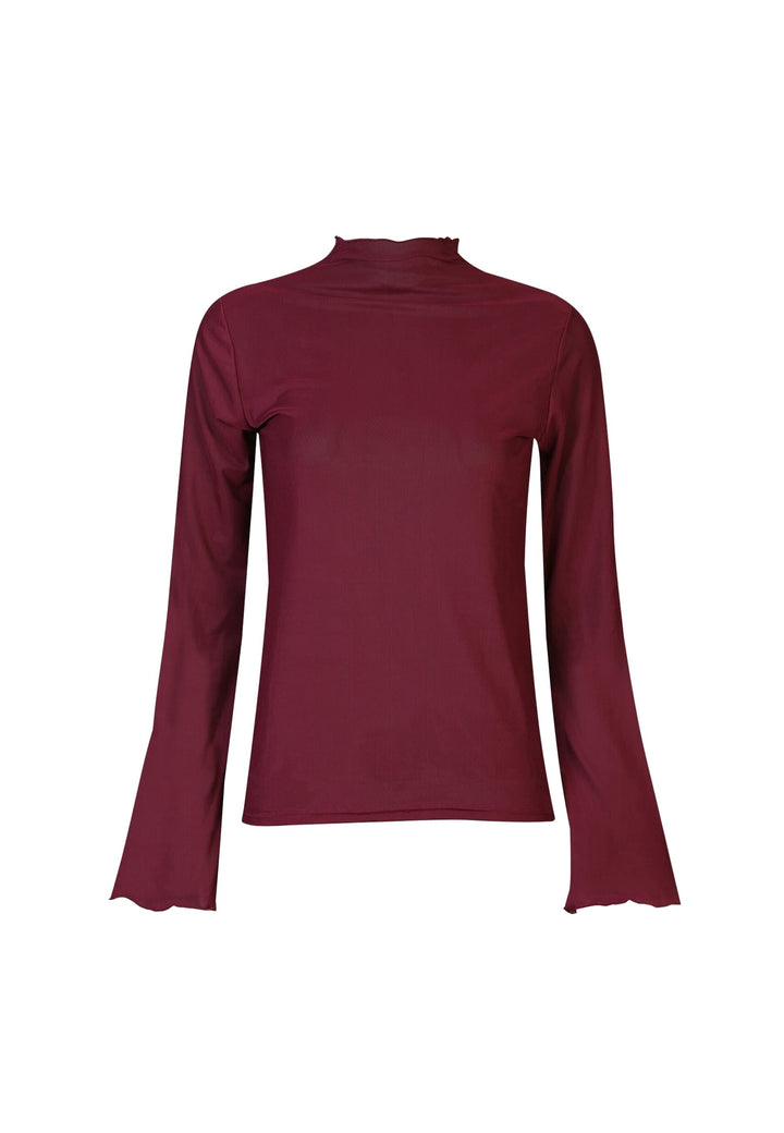 Liberte - Mesh Ls Trompet Top 22486 - Bordeaux Toppe 