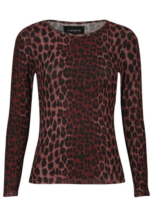 Liberte - Mesh-Ls-Tshirt 22065 - Bordeaux Lux Leo Bluser 