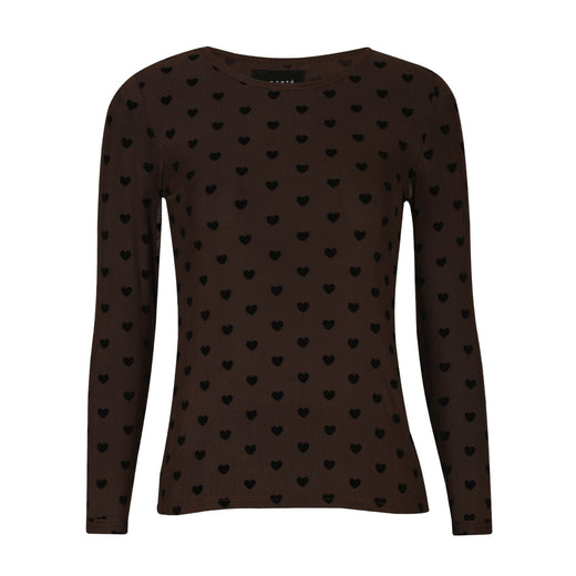 Liberte - Mesh Ls Tshirt 22065 - Dark Brown Big Flock Dot Bluser 