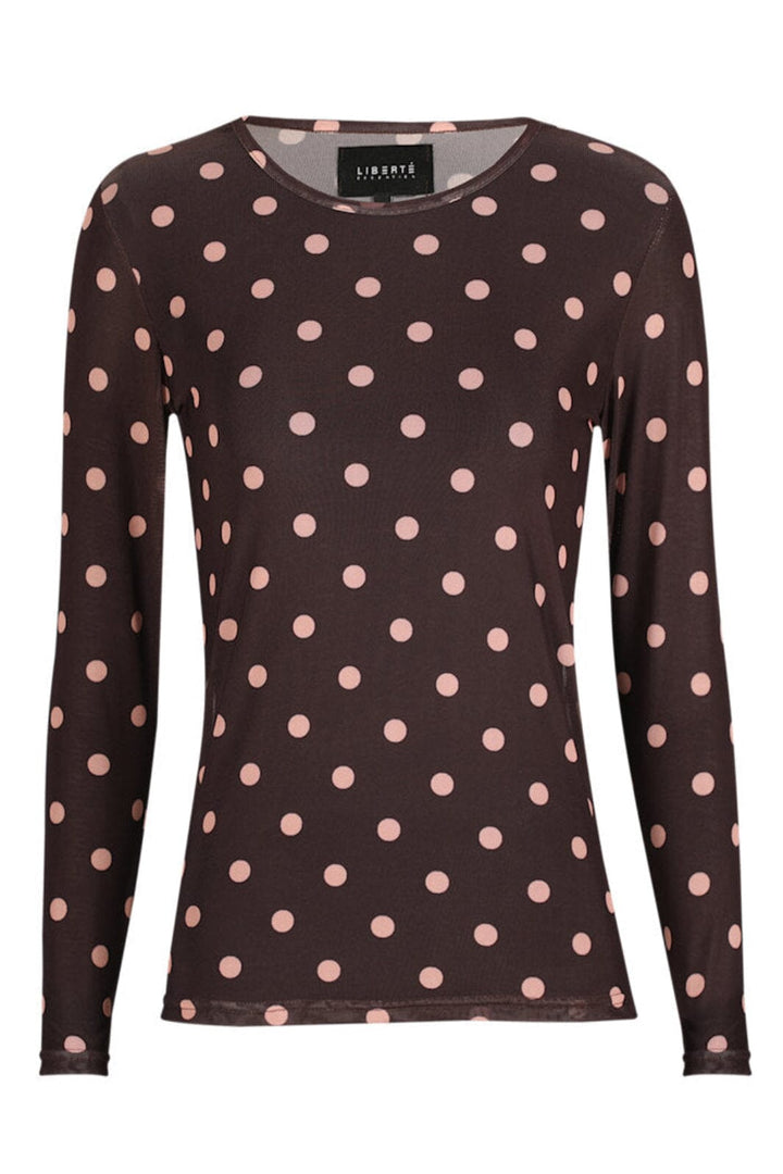 Liberte - Mesh Ls Tshirt 22065 - Plum Rose Big Dot T-shirts 