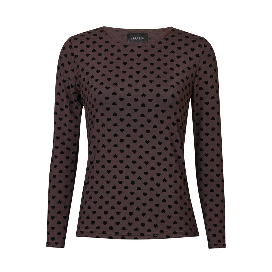 Liberte - Mesh Ls Tshirt, Flock 22081 - Dark Brown Medium Heart T-shirts 