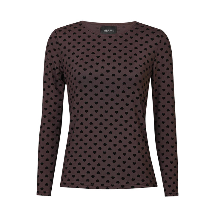 Liberte - Mesh Ls Tshirt, Flock 22081 - Dark Brown Medium Heart T-shirts 