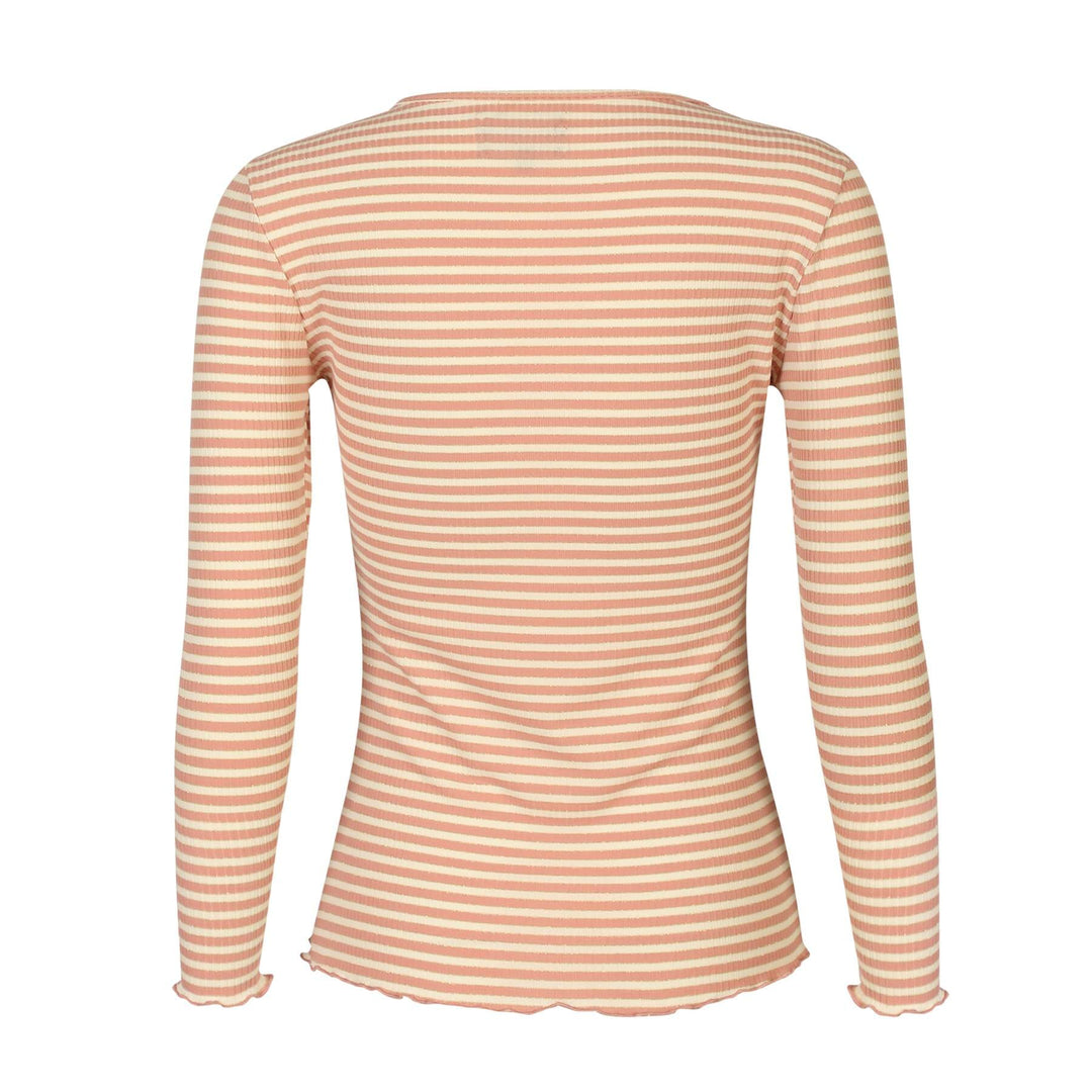 Liberte - Natalia Ls Round Neck Blouse 9914 - Rose Creme Gold Stripe Bluser 