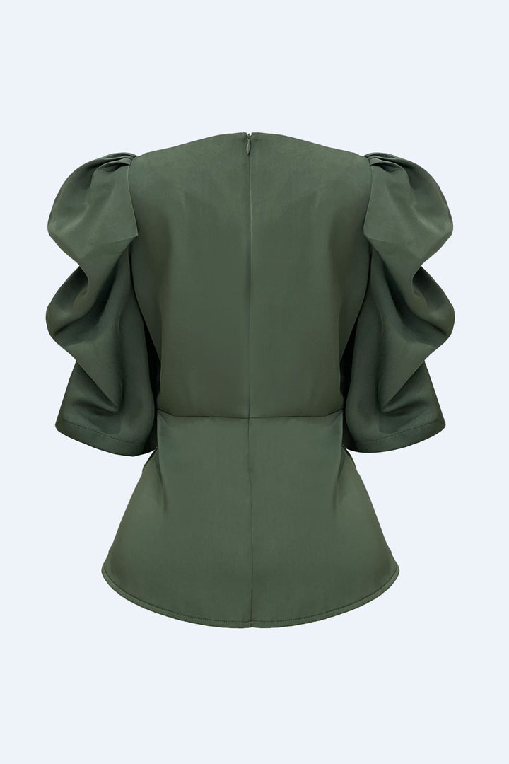 Liberte - Winnie Peplum Blouse 22481 - Dusty Army