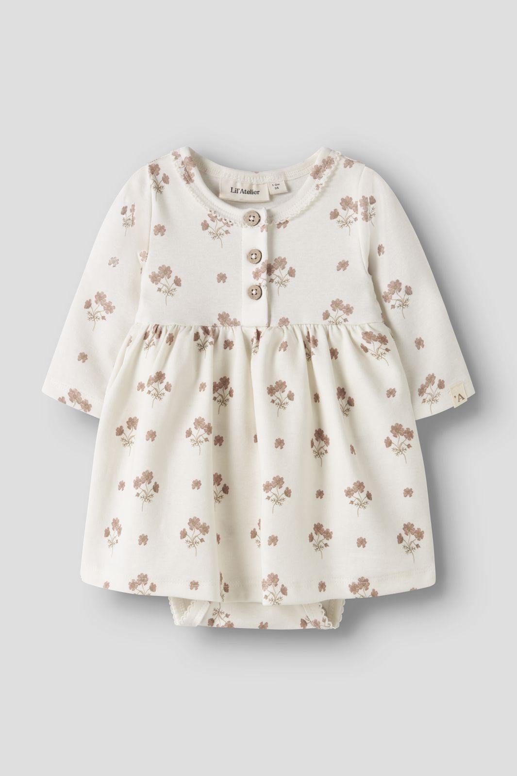 Lil' Atelier - Nbflayo Sif Ls Body Dress Lil - 5033047 Coconut Milk Flower Pink