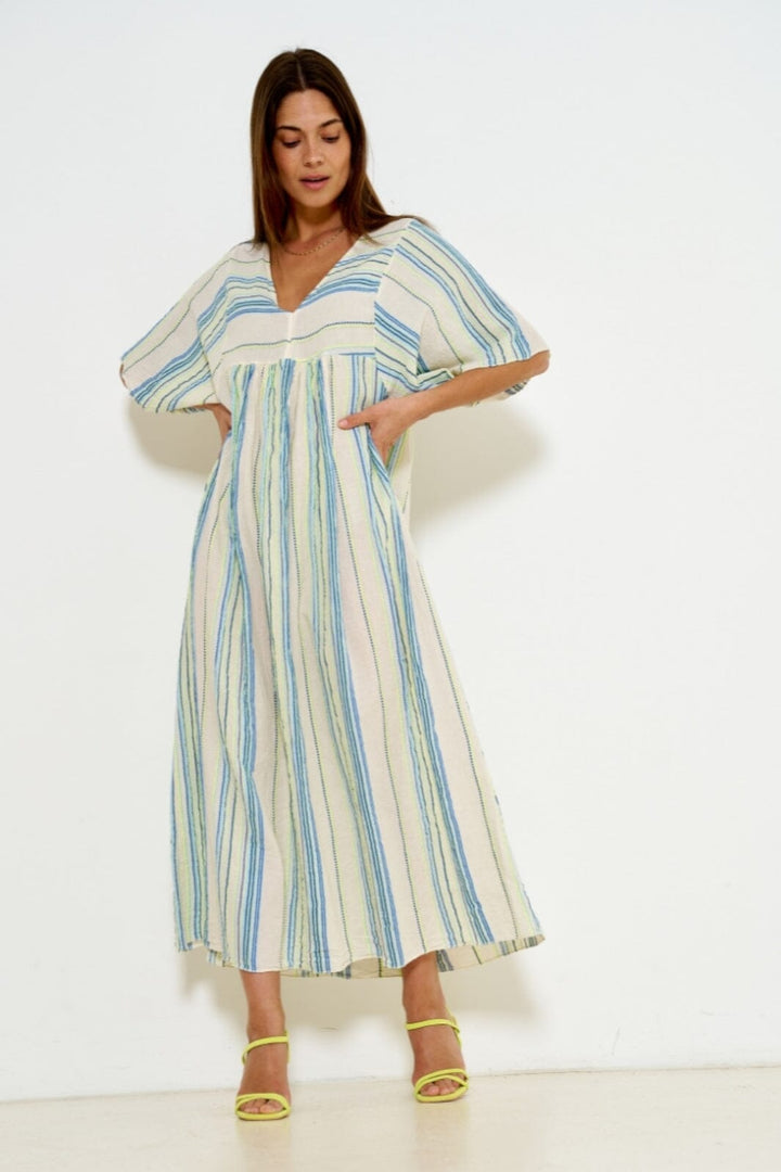 Marta Du Chateau - Dress - 8715A Blue/Yellow12 Kjoler 