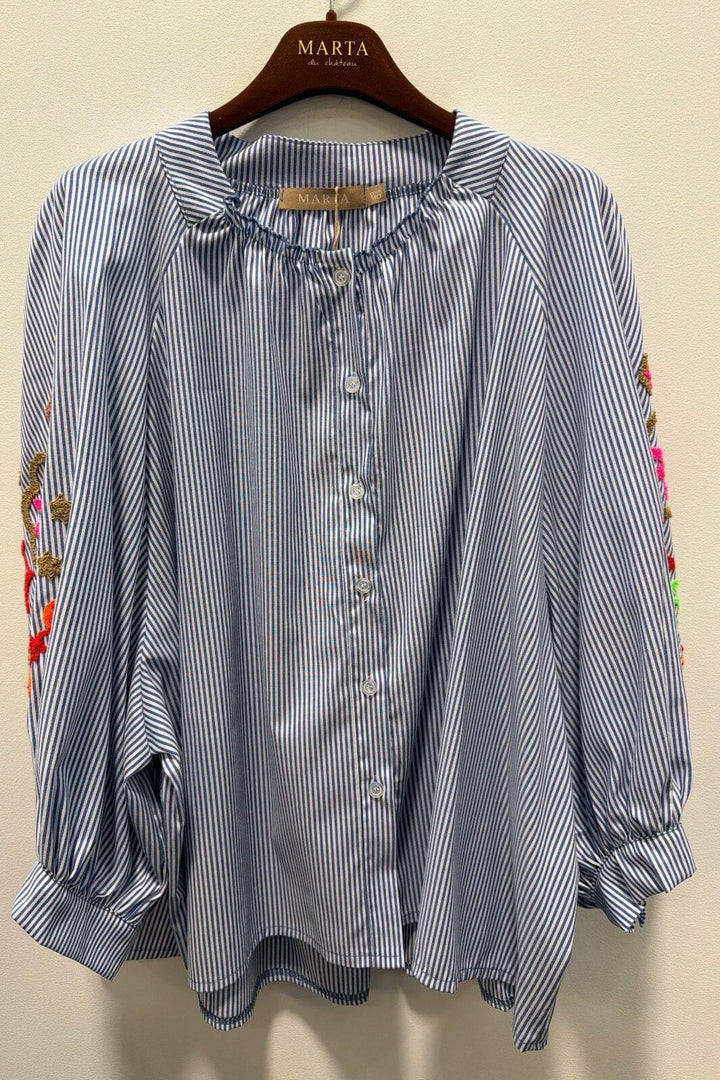 Marta Du Chateau - Mdcaleta Shirt 268191Stripe - Blue Denim Stripe Skjorter 