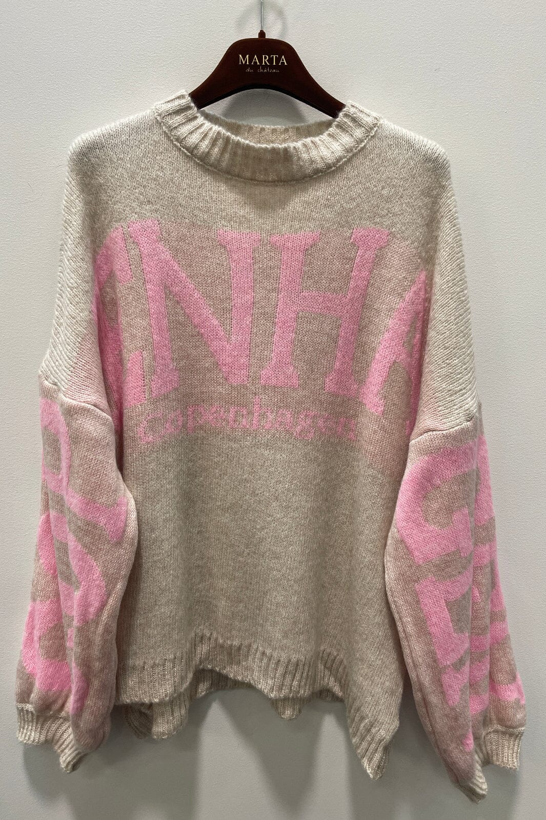 Marta Du Chateau - Mdcaria Knit 8111 - Beige/Pink Strikbluser 