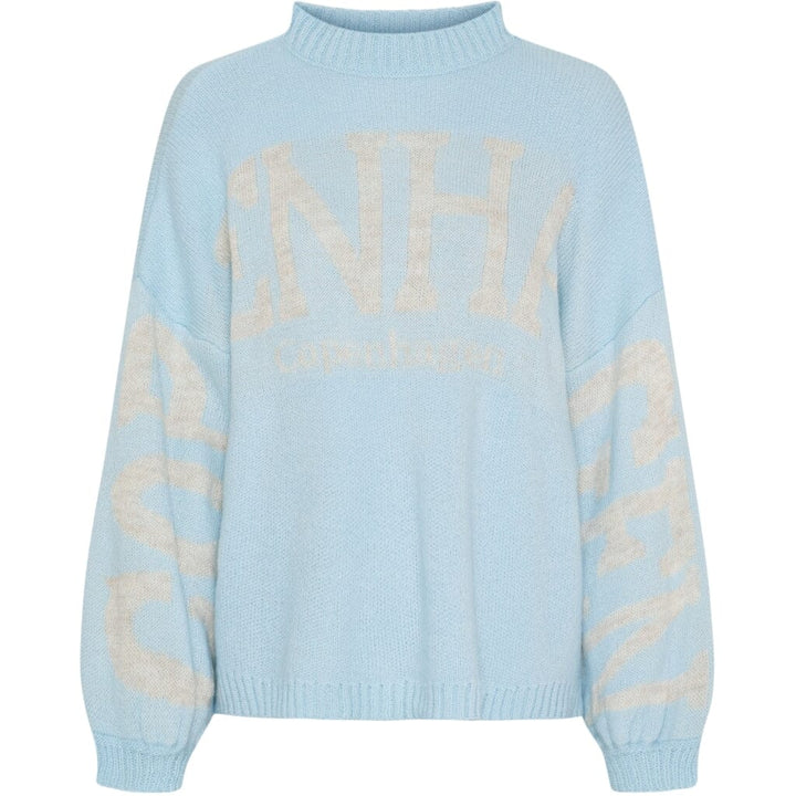 Marta Du Chateau - Mdcaria Knit 8111 - Light Blue/Beige Strikbluser 