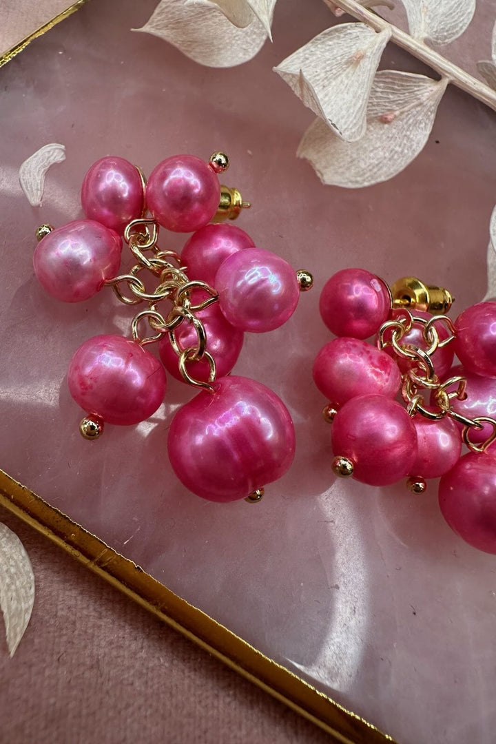 Mellow Moon - Gold Drops Earring - Pink Øreringe 