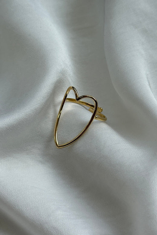 Mellow Moon - Large Openwork Heart - Forgyldt Ringe 