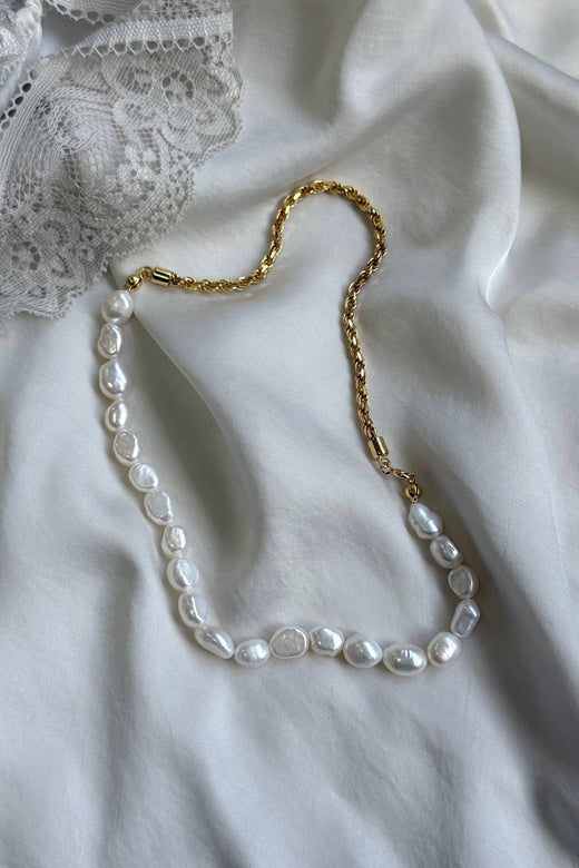 Mellow Moon - Perle & Robe kæde - Forgyldt Halskæder 